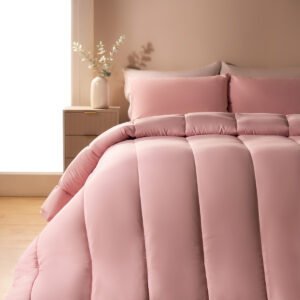 OHS Coverless 10.5 Tog Duvet & Pillowcase in Blush from Online Home Shop showing soft-touch blush bedding
