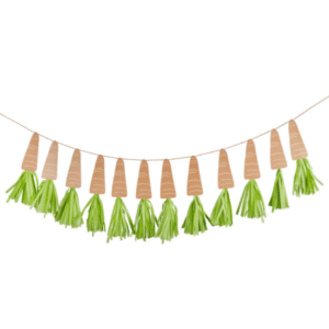 Carrot Tassel Banner from Card Factory showing carrot shaped banner pieces with green tassel decoration