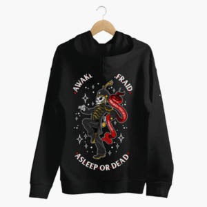 Awake And Unafraid Hoodie from Broken Society showing bold graphic design on a black hoodie