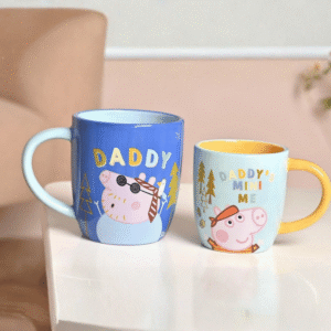 Peppa Pig Daddy & Me Mug Set from The Home of Characters showing Peppa Pig themed ceramic mug set