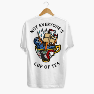 Not Everyone's Cup Of Tea T-Shirt from Broken Society showing tattoo-art design on white t-shirt