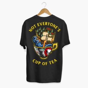 Not Everyone's Cup Of Tea T-Shirt from Broken Society showing tattoo-art design on black t-shirt