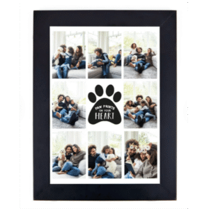 Personalised Photo Print - Pawprints On Your Heart from Card Factory showing personalised pet photo wall art design