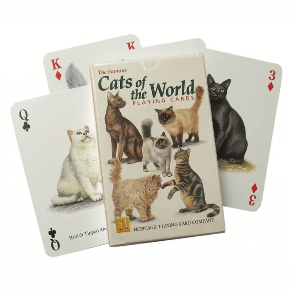 Cats of the World Playing Cards from Cats in Charge showing illustrated cat designs on each card
