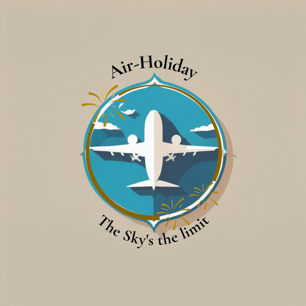 Air-Holiday logo with aeroplane design and The Sky’s the Limit slogan for travel planning inspiration