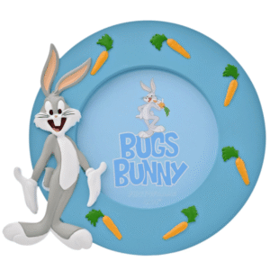 Bugs Bunny Photo Frame from The Home of Characters showing a vibrant blue Looney Tunes photo frame with Bugs Bunny and embossed carrot details