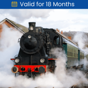 Steam Train & Afternoon Tea Gift Experience Day from Card Factory showing a nostalgic steam train and afternoon tea experience gift