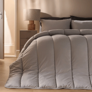 OHS Coverless 10.5 Tog Duvet Set in Silver from OHS showing the silver coverless bedding design