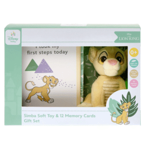 The Lion King Simba Plush & Milestone Cards from Card Factory showing Simba soft toy and baby milestone cards