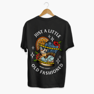 Just A Little Old Fashioned T-Shirt from Broken Society showing the printed design on a black t-shirt