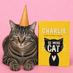 Personalised Be More Cat Funny Book from Card Factory showing the personalised book cover