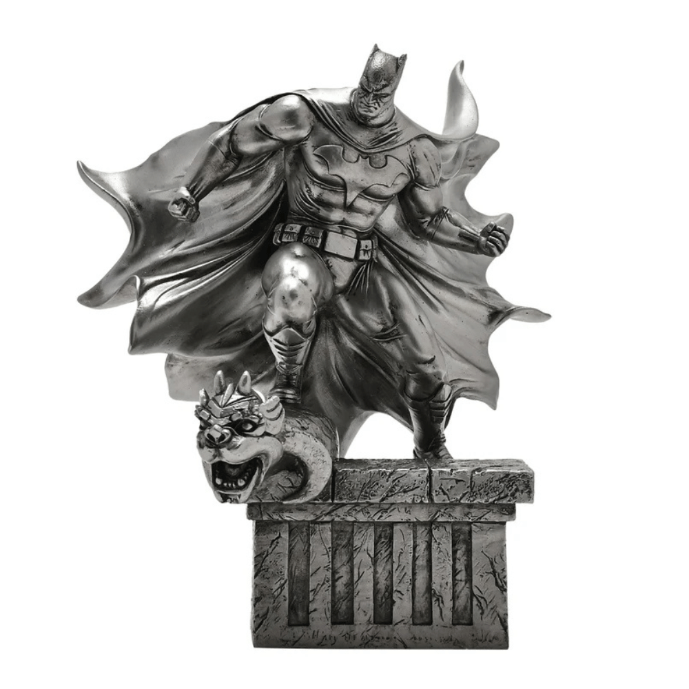 Batman & Gargoyle Figurine from The Home of Characters showing Batman perched on a gargoyle with his cape flowing behind him