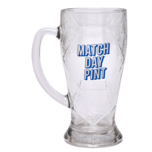 Match Day Pint Tankard from Card Factory showing a classic glass tankard with sturdy handle