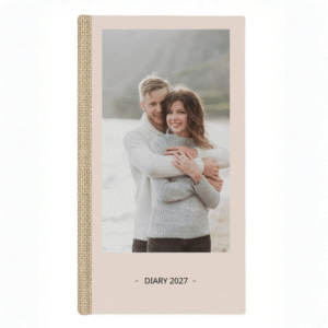 Personalised Slim Photo Diary from Card Factory showing the photo and message design