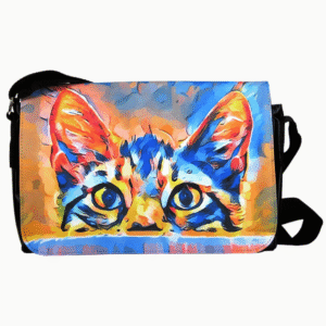 Pushka Cat Shoulder Bag from Cats in Charge showing a black cat themed shoulder bag