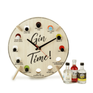 Gin Time Advent Clock from Card Factory featuring a working refillable clock and 12 miniature gins